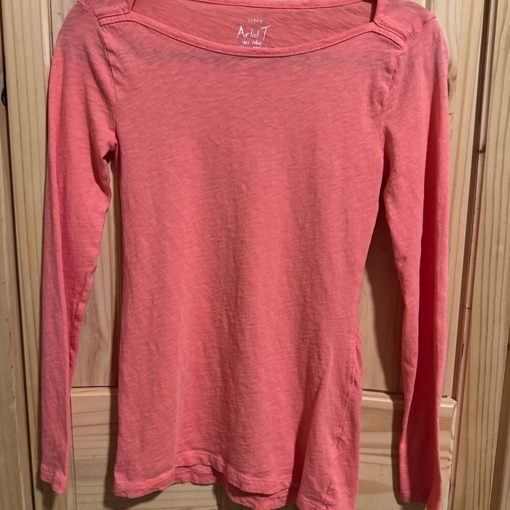 J.Crew Pink/Coral  Long Sleeve Painter Cotton Artist Tee